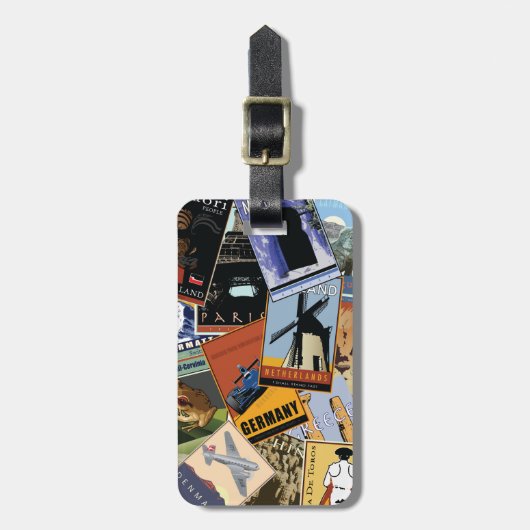 Étiquette À Bagage Collage du monde (Devant Vertical)