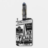 Étiquette À Bagage Collage frais des illustrations de photo de Paris (Dos Vertical)