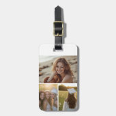Étiquette À Bagage Collage photo minimal moderne 3 avec informations  (Devant Vertical)