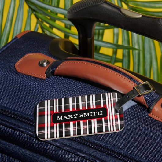 Étiquette À Bagage Collection Abstraite de plaid rouge (Insitu Rectoal 3)