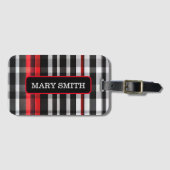 Étiquette À Bagage Collection Abstraite Red Black Plaid (Devant Horizontal)