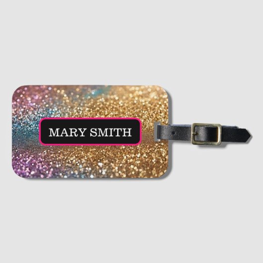 Étiquette À Bagage Collection Holographique Opal Parties scintillant  (Devant Horizontal)