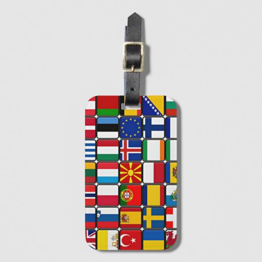 Étiquette À Bagage Collection internationale de drapeaux, drapeaux du (Devant Vertical)