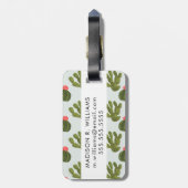 Étiquette À Bagage Collection Llamarama | Motif Cactus mignon (Dos Vertical)