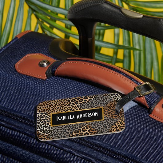 Étiquette À Bagage Collection moderne de luxe blanc léopard élégant (Insitu Rectoal 3)