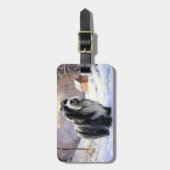 Étiquette À Bagage Collie Laisser Il Neige Noël (Devant Vertical)