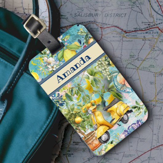 Étiquette À Bagage Collier d'agrumes sicilien bleu chic