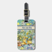 Étiquette À Bagage Collier d'agrumes sicilien bleu chic (Devant Vertical)