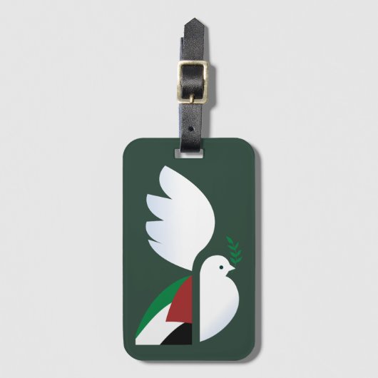 Étiquette À Bagage colombe de paix avec le drapeau palestinien (Devant Vertical)