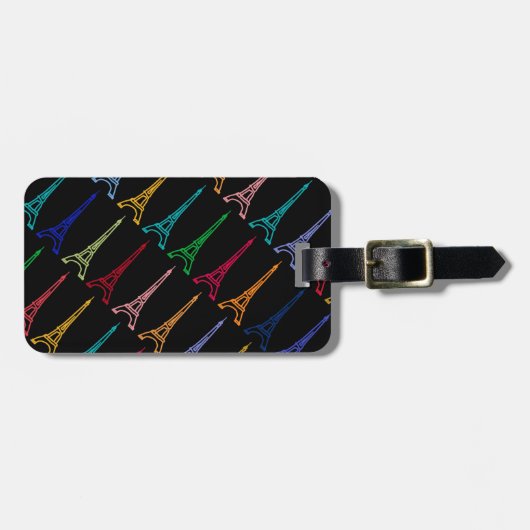 Étiquette À Bagage color eiffel towertern pattern (Devant horizontal)
