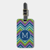 Étiquette À Bagage Coloré Chevron Motif Personnalisé Monogramme (Devant Vertical)