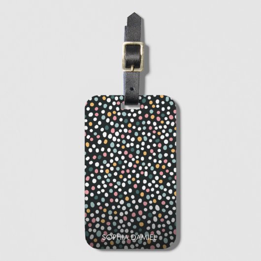 Étiquette À Bagage Coloré pois pastel Motif (Devant Vertical)
