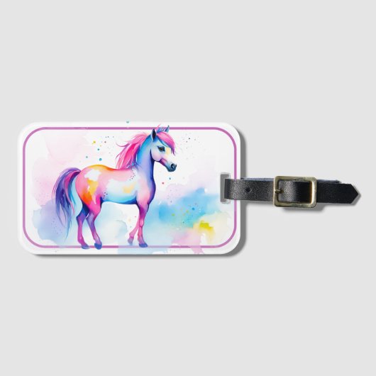 Étiquette À Bagage Coloré Pony 2 (Devant Horizontal)