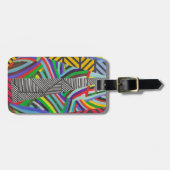 Étiquette À Bagage colorful hatches and herringbone collage  (Devant horizontal)