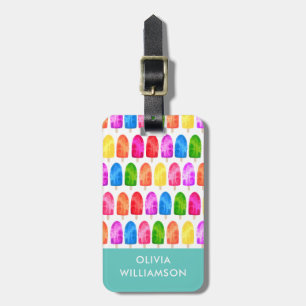 Étiquette À Bagage Colorful Popsicle Ice Lolly motif personnalisé