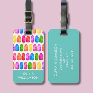 Étiquette À Bagage Colorful Popsicle Ice Lolly motif personnalisé
