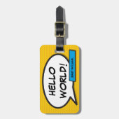 Étiquette À Bagage Comic Book Pop Art HELLO WORLD personnalisé (Devant Vertical)