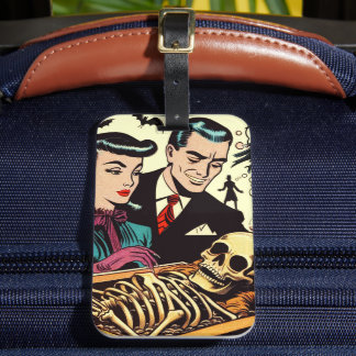 Étiquette À Bagage Comics Retro Goth Couple