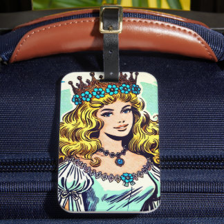 Étiquette À Bagage Comics vintage Cute Princess
