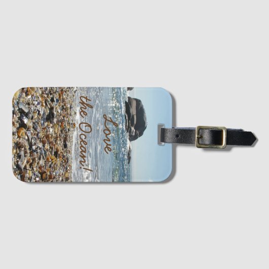 Étiquette À Bagage Comme l'Ocean Golden Script Photo (Devant Horizontal)