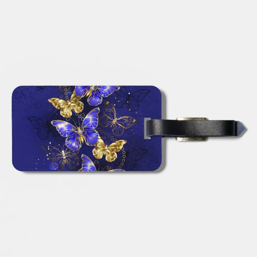 Étiquette À Bagage Composition avec papillons Sapphire (Dos horizontal)