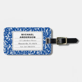 Étiquette À Bagage Composition Simple Carnet Bleu Et Blanc (Devant horizontal)