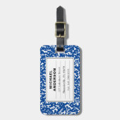 Étiquette À Bagage Composition Simple Carnet Bleu Et Blanc (Devant Vertical)
