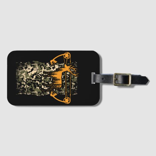 Étiquette À Bagage Compound Bow Deer Hunting Graphic (Devant Horizontal)