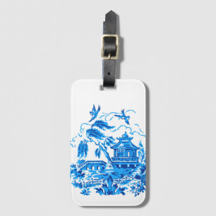 Étiquette À Bagage Conception bleue bleue et blanche de saule de la