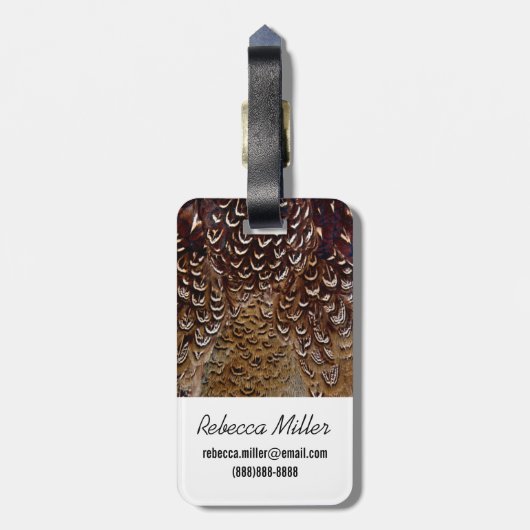 Étiquette À Bagage Conception Brown de plumes de faisan (Dos Vertical)