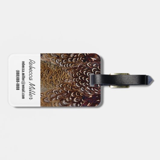 Étiquette À Bagage Conception Brown de plumes de faisan (Dos horizontal)