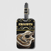 Étiquette À Bagage Conception complexe de guitare avec détail Dragon (Devant Vertical)