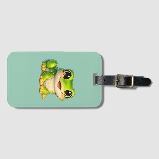 Étiquette À Bagage Conception d'animal Kawaii de grenouille mignonne (Devant Horizontal)