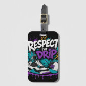Étiquette À Bagage Conception de basket-ball Respect The Drip (Devant Vertical)