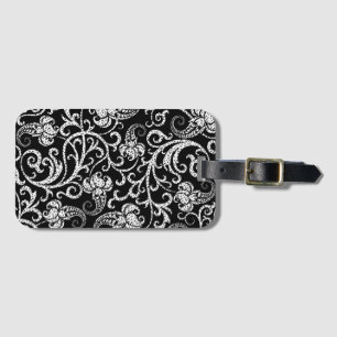 Étiquette À Bagage Conception de fleurs de dalmatien noir mignon