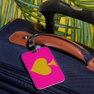 Étiquette À Bagage Conception de fond rose et Pique en or