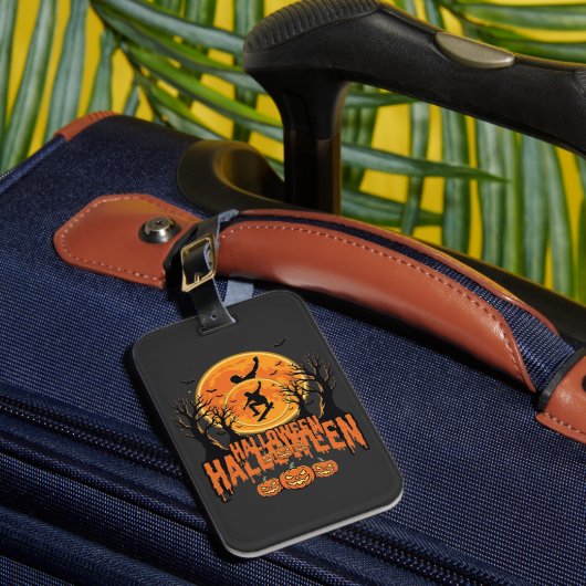 Étiquette À Bagage Conception de Lune de Skateboard Halloween Hallowe (Insitu Rectoal 1)