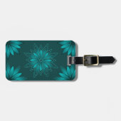Étiquette À Bagage Conception de mandala à feuilles sarcelles sur fon (Devant horizontal)