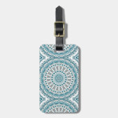 Étiquette À Bagage Conception de mandala nautique bleu océan et blanc (Devant Vertical)