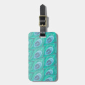 Étiquette À Bagage Conception de Motif Peacock turquoise (Devant Vertical)