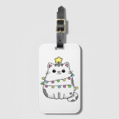 Étiquette À Bagage Conception de Noël de chat mignon  (Devant Vertical)