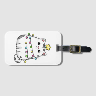 Étiquette À Bagage Conception de Noël de chat mignon