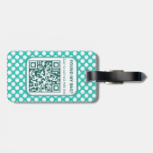 Étiquette À Bagage Conception de points polka élégants Code QR dynami (Dos horizontal)