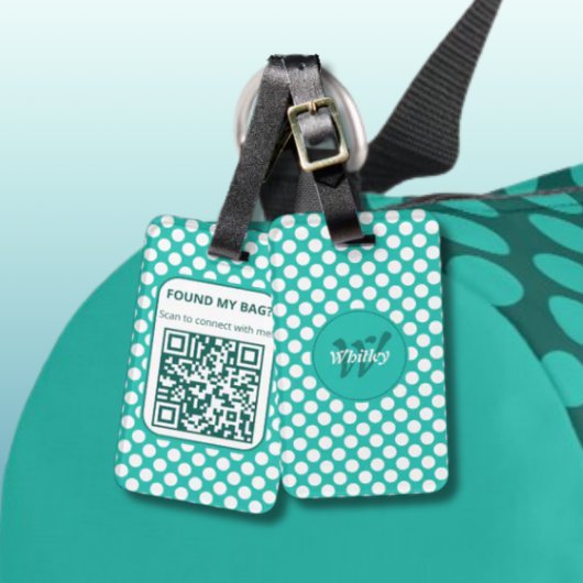Étiquette À Bagage Conception de points polka élégants Code QR dynami