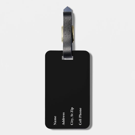 Étiquette À Bagage Conception de points Polka verts et noirs (Dos Vertical)