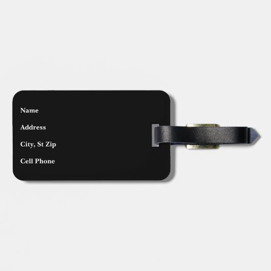 Étiquette À Bagage Conception de points Polka verts et noirs (Dos horizontal)