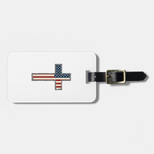 Étiquette À Bagage Conception de vecteur de croix patriotique en détr