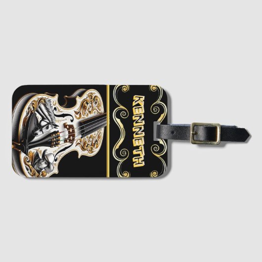 Étiquette À Bagage Conception de violon à thème occidental en éléganc (Devant Horizontal)