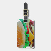 Étiquette À Bagage conception d'hamburger, peinture originale (Devant Vertical)