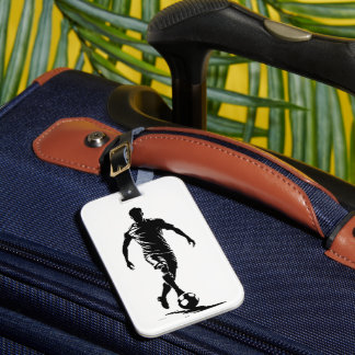 Étiquette À Bagage Conception d'homme de football avec ballon.